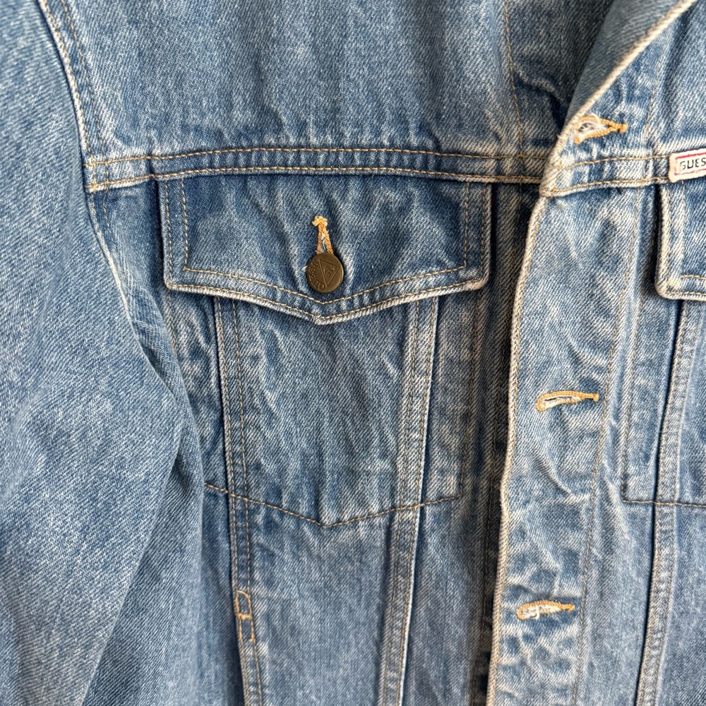 Vintage 80s Georges Marciano for Guess Medium Denim Jean Jacket with Patch VGVC - Picture 6 of 7